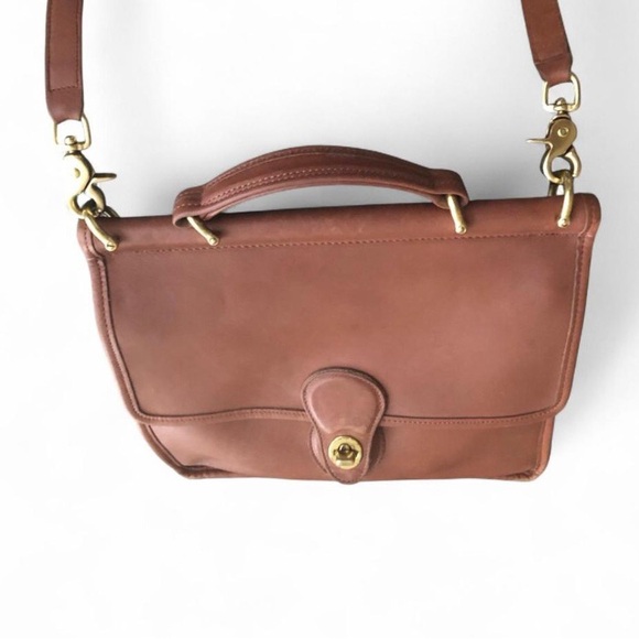 Vintage Authentic Leather Coach Willis Satchel Shoulder Bag #9927 Crossbody Tan - Picture 5 of 16